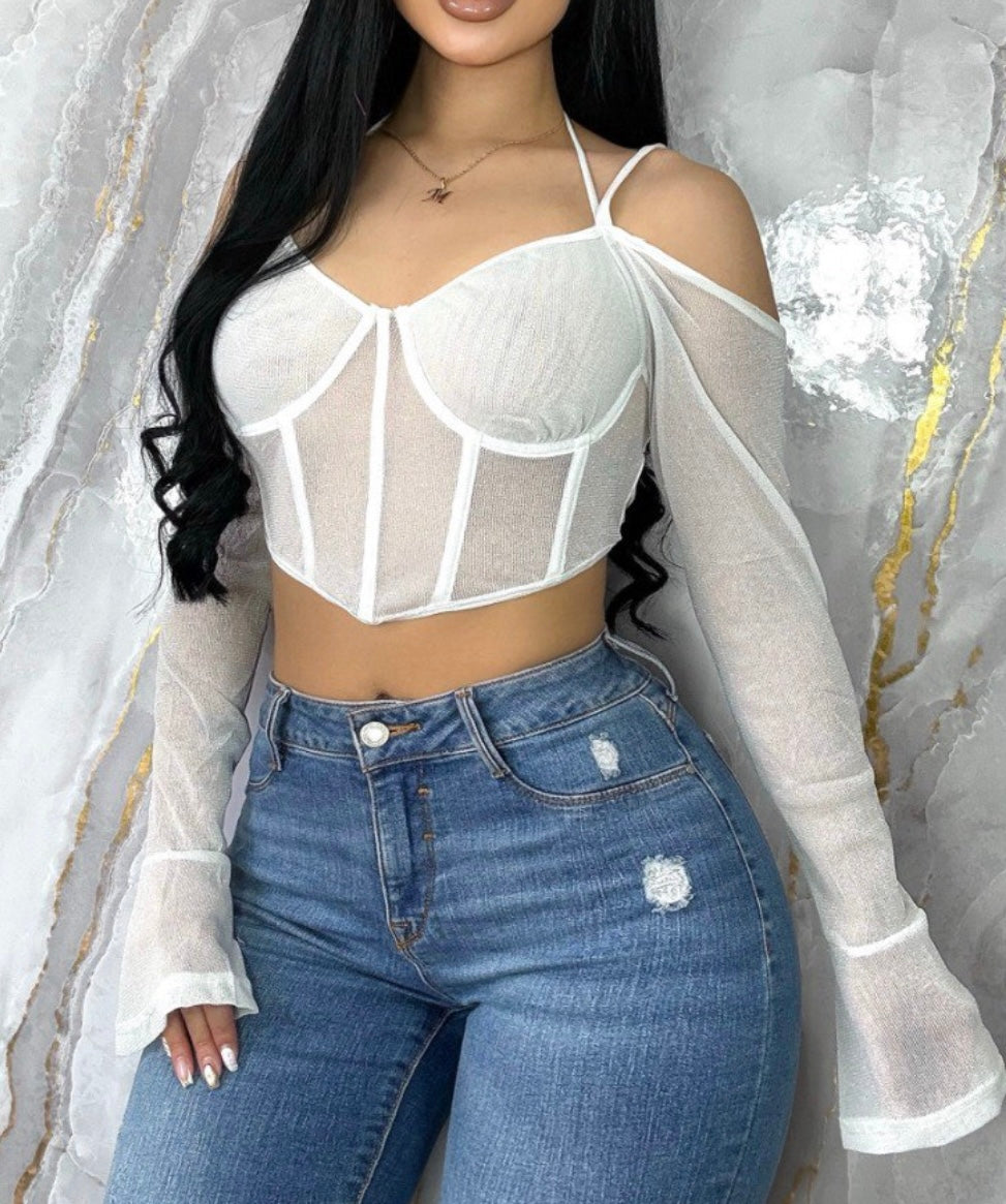 ✨ “Midnight Glow” Sheer Corset Top