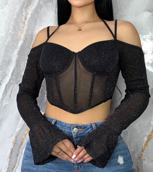 ✨ “Midnight Glow” Sheer Corset Top