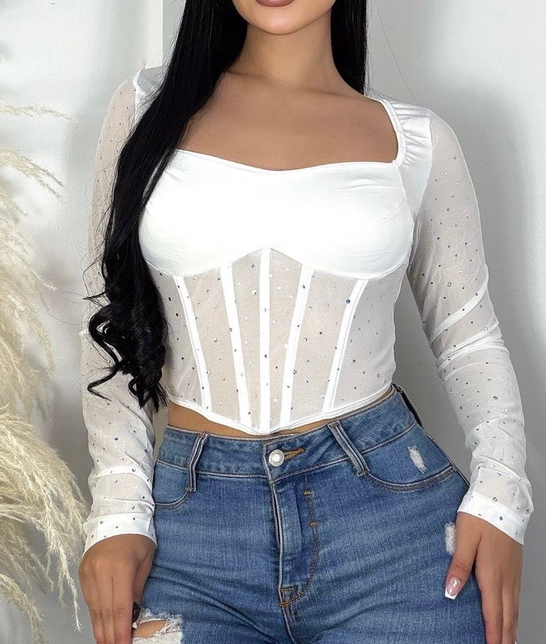 💎 “Diamond Mesh” Corset Top – Limited Glam Edition