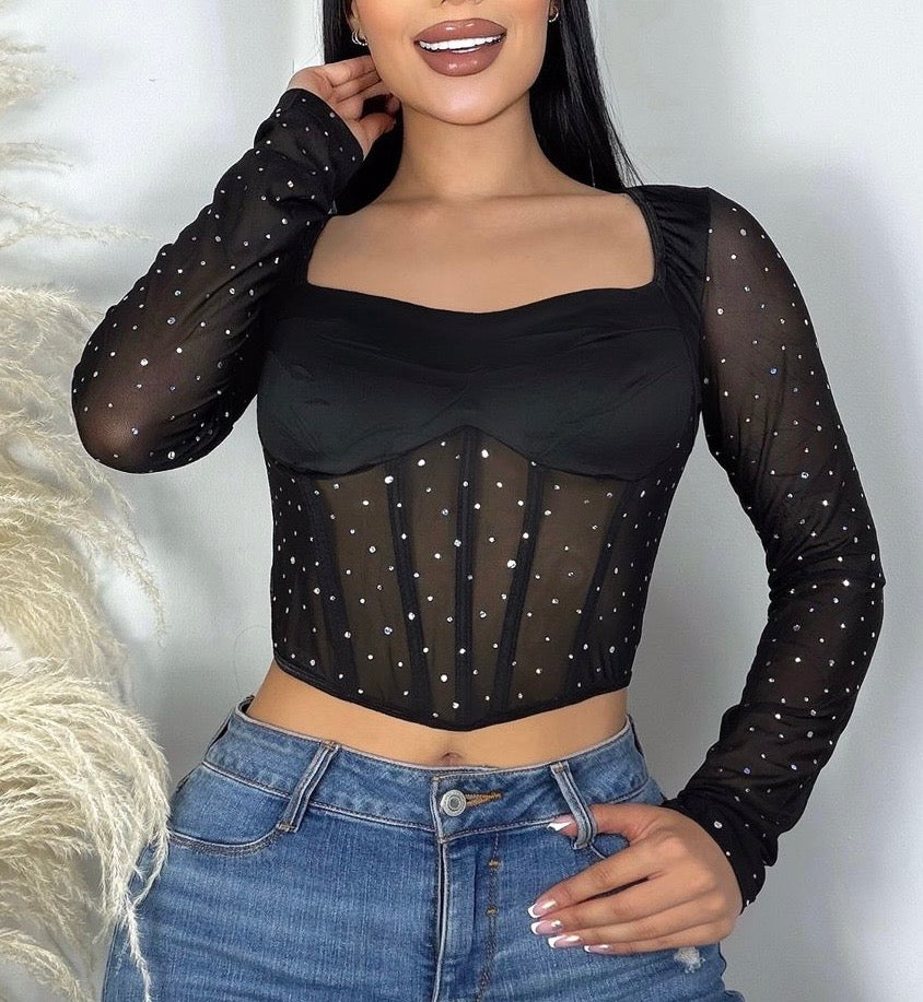 💎 “Diamond Mesh” Corset Top – Limited Glam Edition