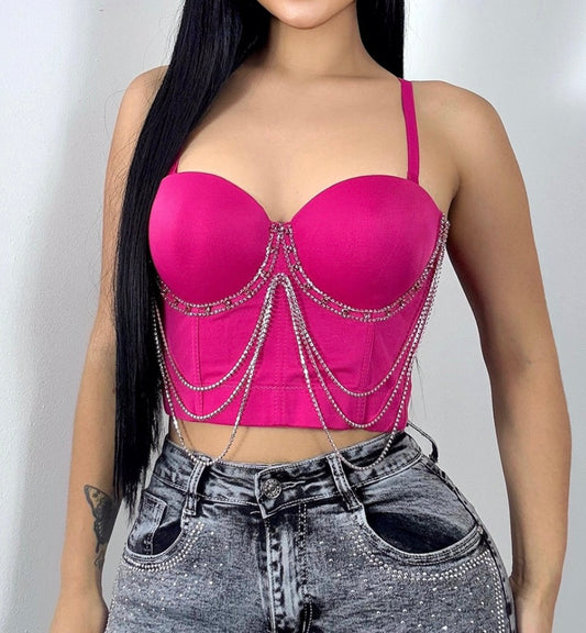 Corset Fucsia con Brillos – Edición Glam